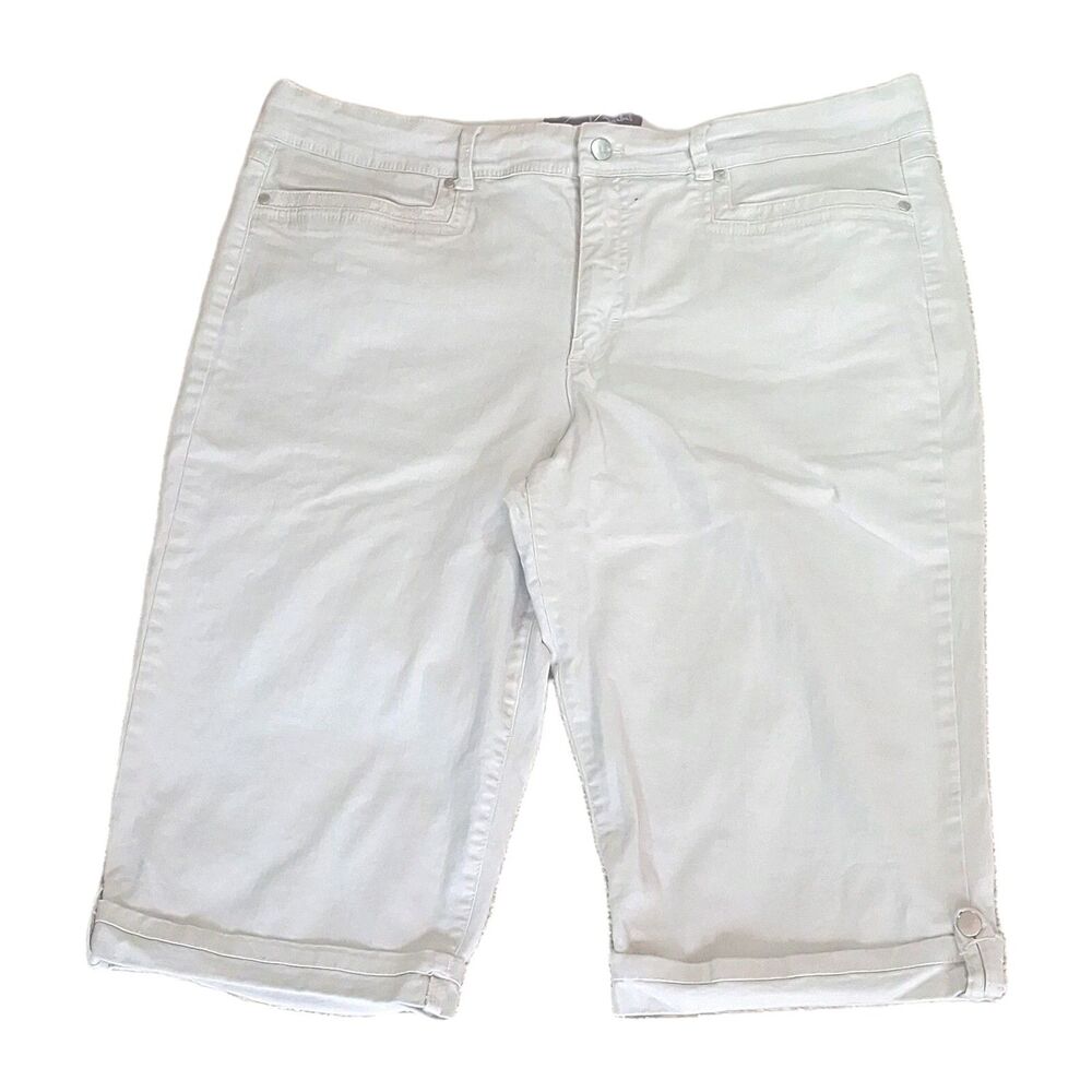 GLORIA VANDERBILT WOMEN SKIMMER CAPRI PANTS SZ 38 BEIGE KHAKI CUFFED STRETCH